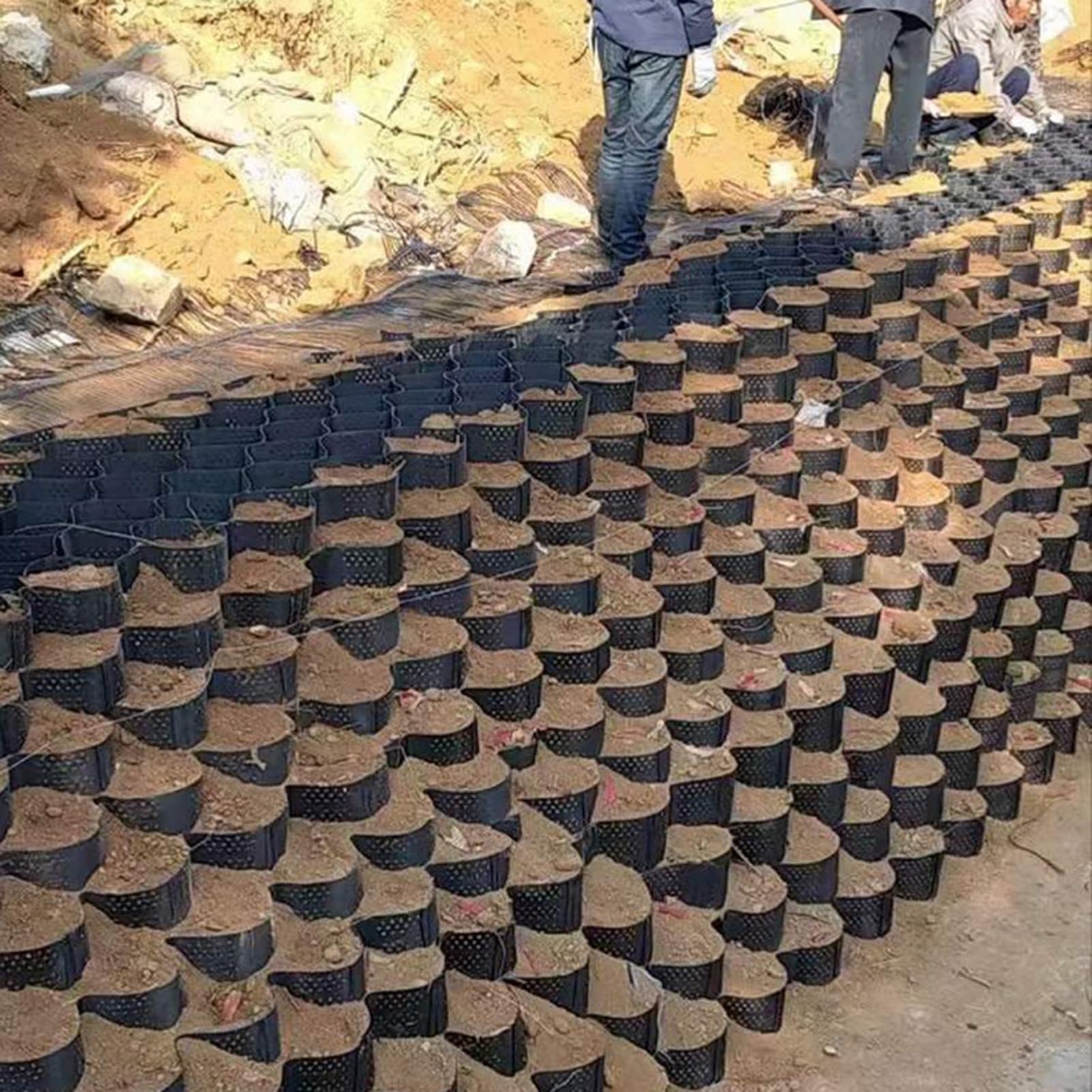 Ge resistente para muros de contención y estabilización de suelo de grava para suelo de grava, estabilizador de rejilla de malla para pendientes de jardín (1 x 7 m)
