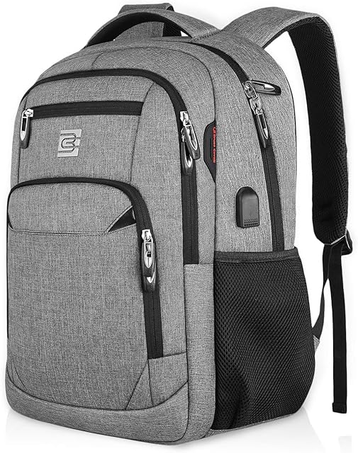 FANDARE Laptop Backpack Business Travel Slim Laptops Backpack with USB Charging Port Waterproof College School Computer Bag Bookbag for Women & Men Fits 15.6 Inch Laptop and Notebook - Grey