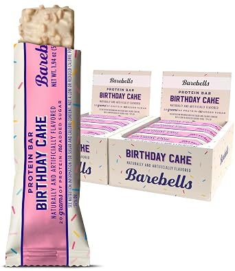Barebells Protein Bars Birthday Cake - 12 Count, Pack of 2 - Protein Snacks with 20g of High Protein - Chocolate Protein Bar with 1g of Total Sugars - On The Go Protein Snack & Breakfast Bars...
