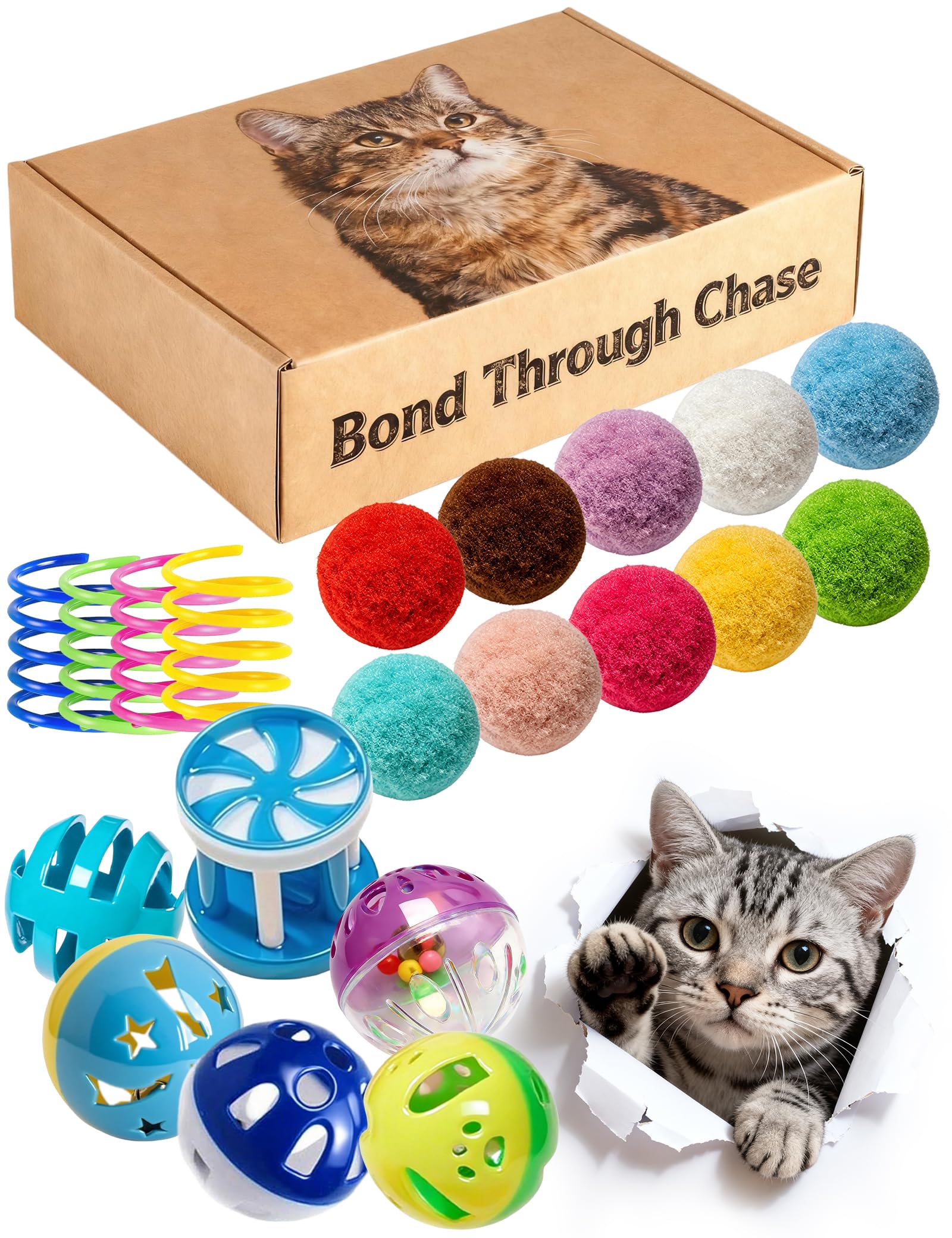 Paquete de juguetes para gatos, 28 juguetes para gatos que hacen que los gatos jueguen felizmente, la hierba gatera enloquece a los gatos, adecuado para amigos de gatos de muchas categorías