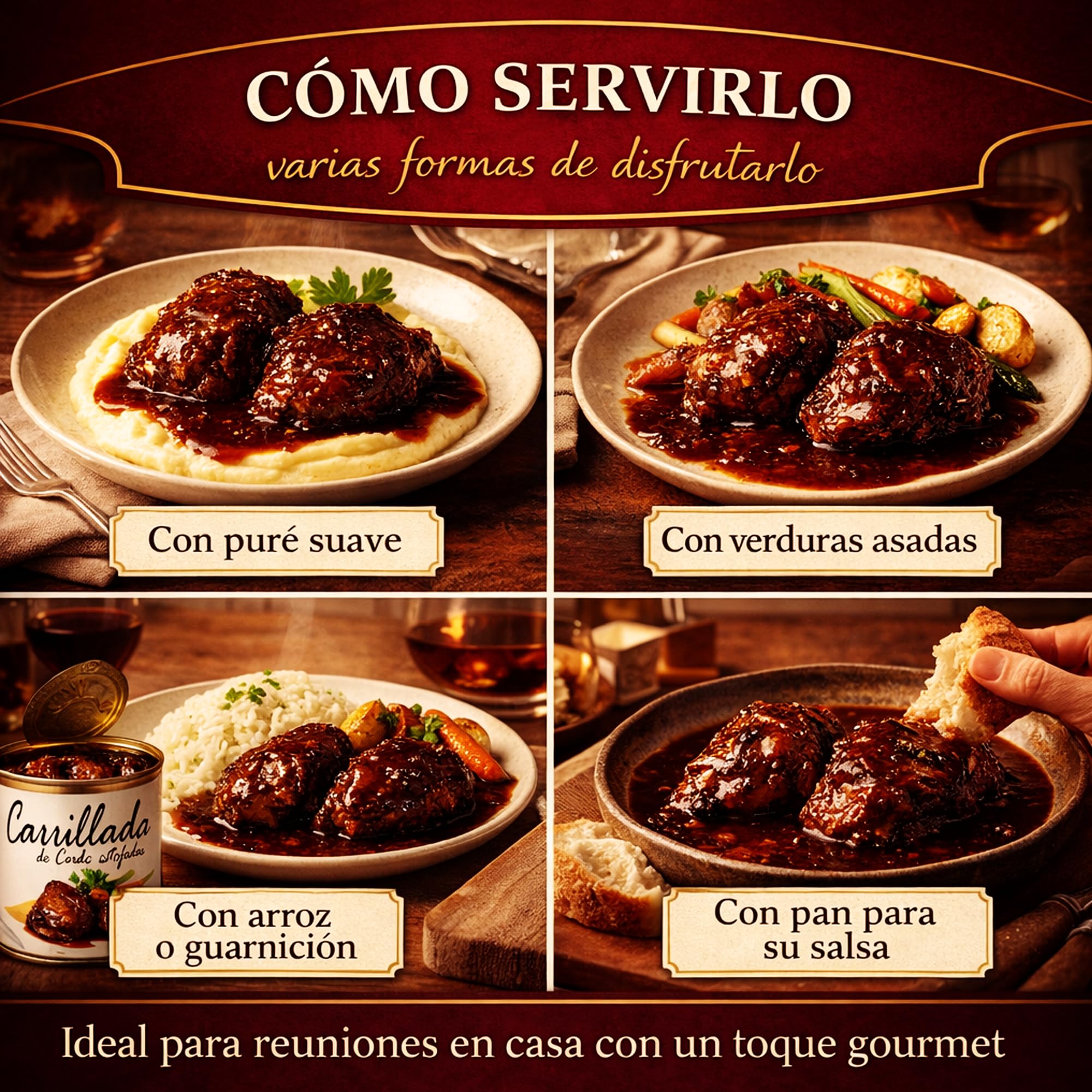 POLGRI Carrilladas de Cerdo Estofadas Conserva Gourmet 800 g Carne Melosa Lista para Calentar