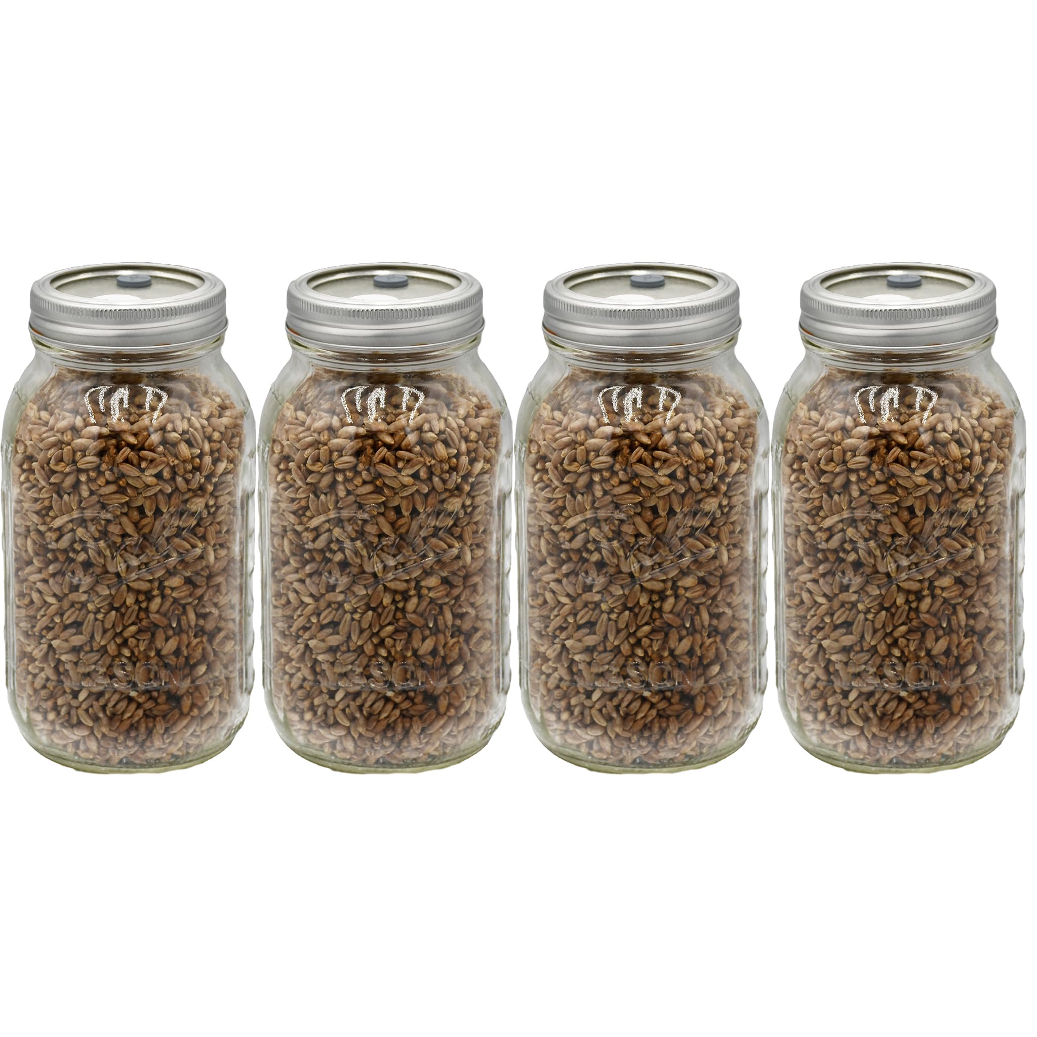 Sterilized Rye Berry Mushroom Substrate in Injectable Quart Jars