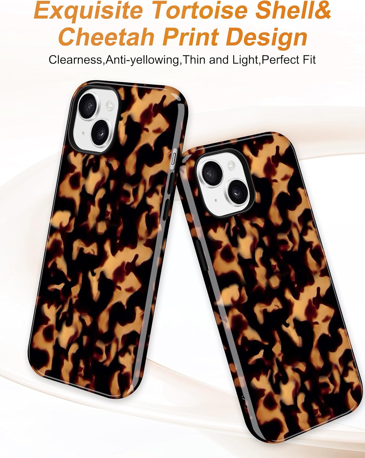 Magnetic Tortoise Shell Phone Case for iPhone 15, Compatible with MagSafe, Cute Brown Aesthetic Leopard Print Soft TPU and Hard PC Shockproof Protective Phone Cover for Women Girls - Image 3