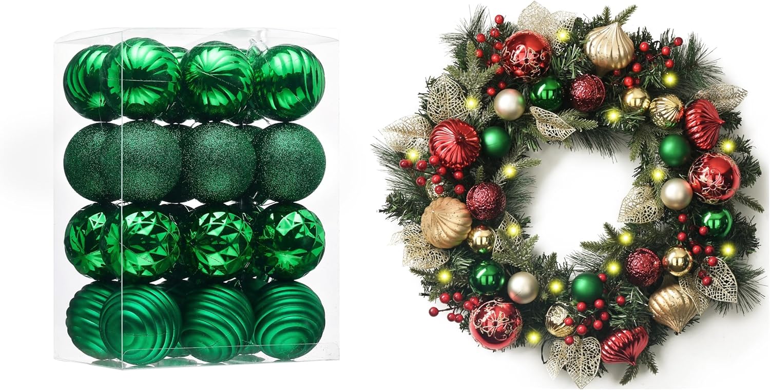 Valery Madelyn 2 Pcs Christmas Decor Value Pack Bundle for Outdoor Indoor Home Fireplace Mantel Front Door Decorations