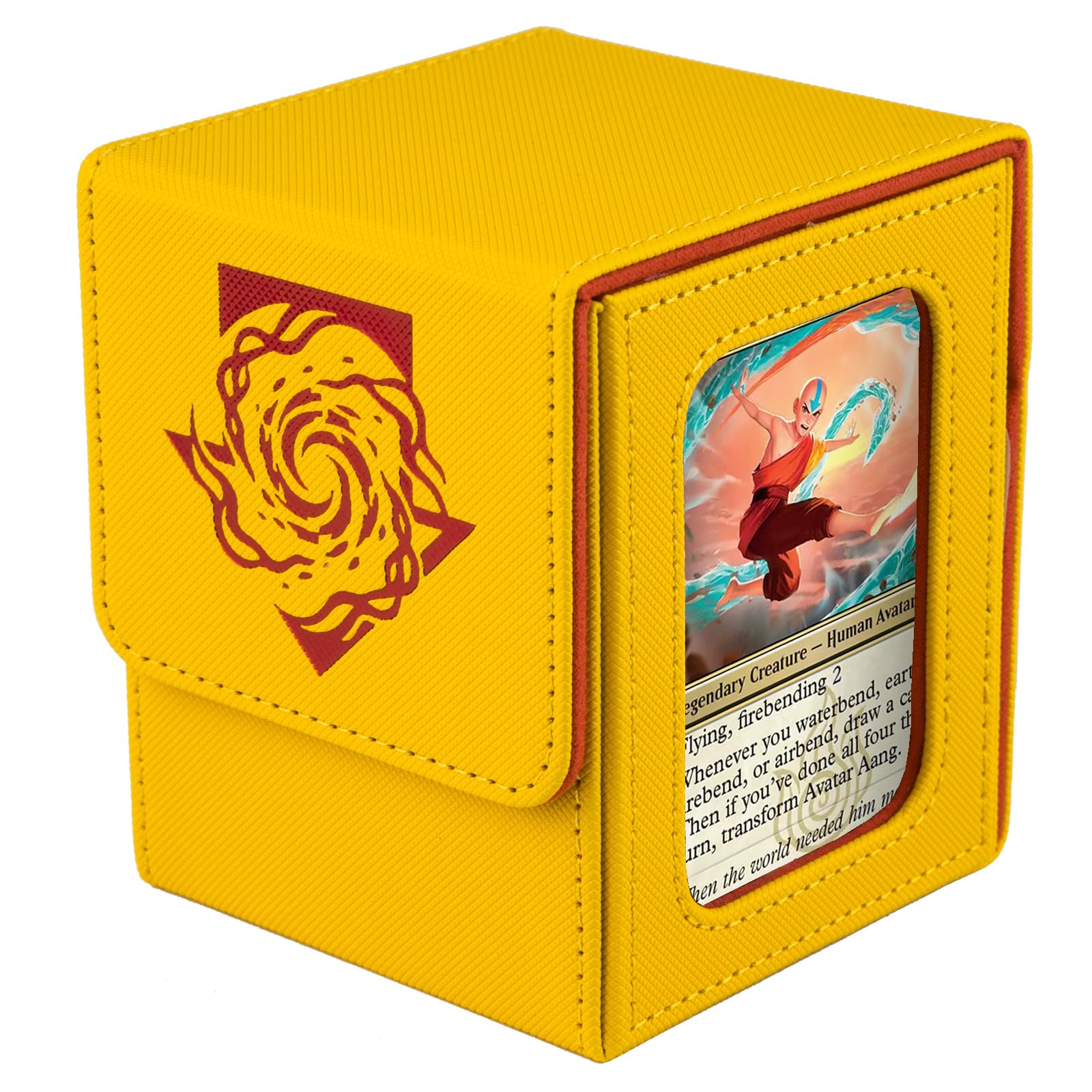 Avatar Commander Deck Box for MTG with dual display windows,Yellow Red