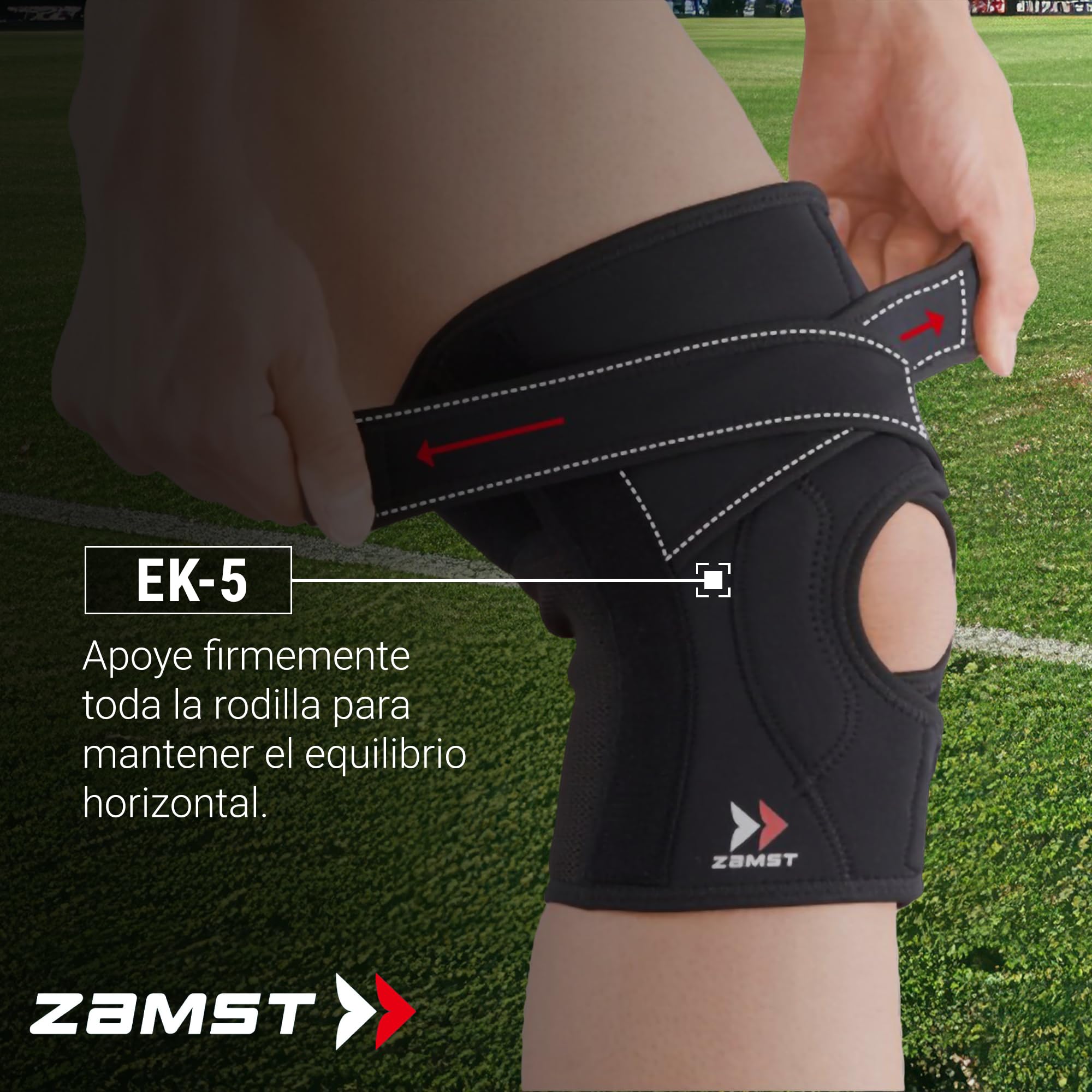 Zamst EK-5 Rodillera Deportiva - Rodillera de Compresión Ajustable para Hombres y Mujeres con Estabilización Lateral para Soporte General de Rodilla y Alivio del Dolor de Rodilla - XL
