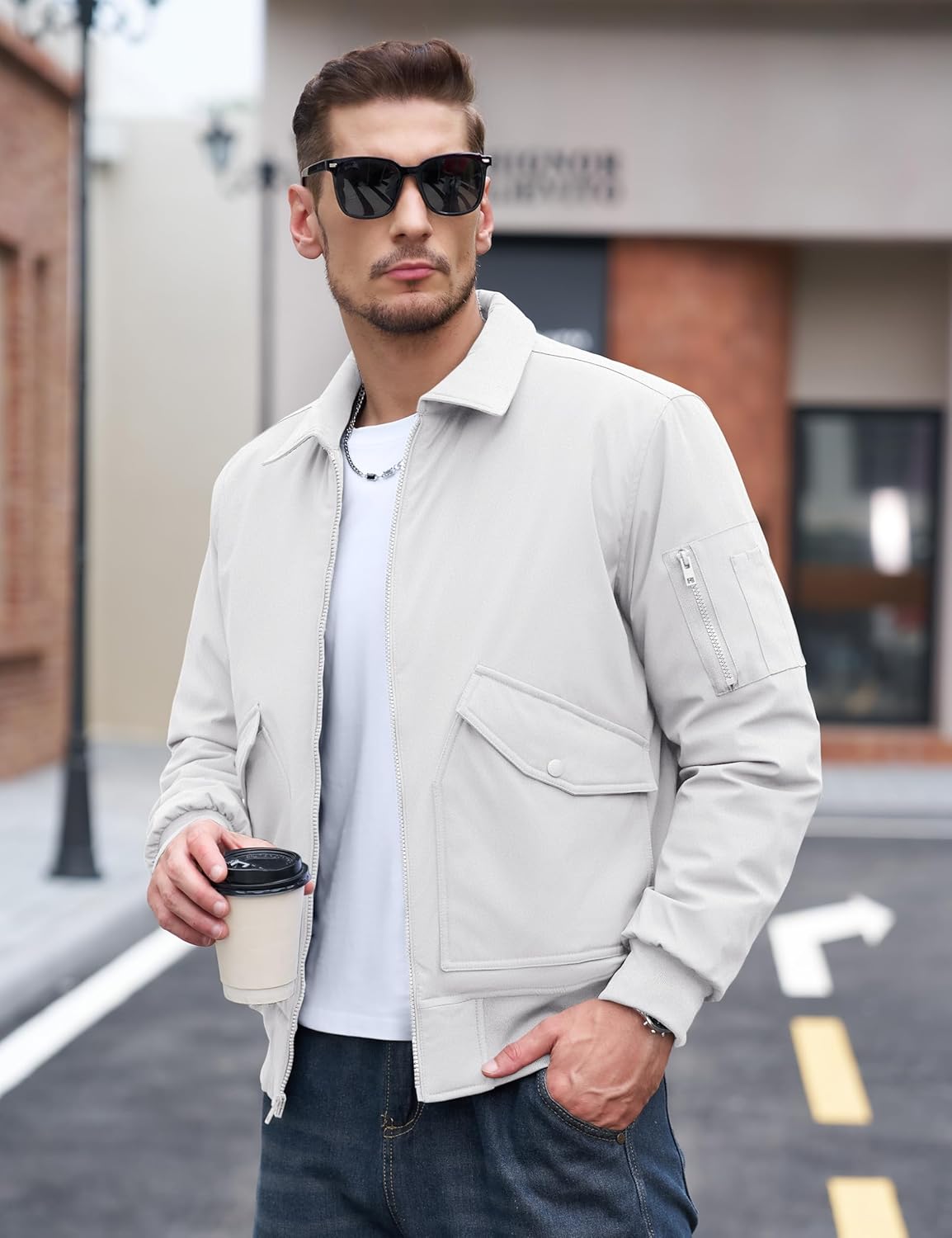 TACVASEN Men's Bomber Jacket Thick Quilted Jackets Zip Up Water Repellent Windproof Winter Warm Coat with 6 Pockets - Image 3