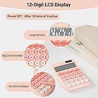 Vista 3 de Small Desktop Calculator with LCD Large Display and Sensitive Button, Dual Solar and Battery Powered with Automatic Sleep Basic Cute Calculators for