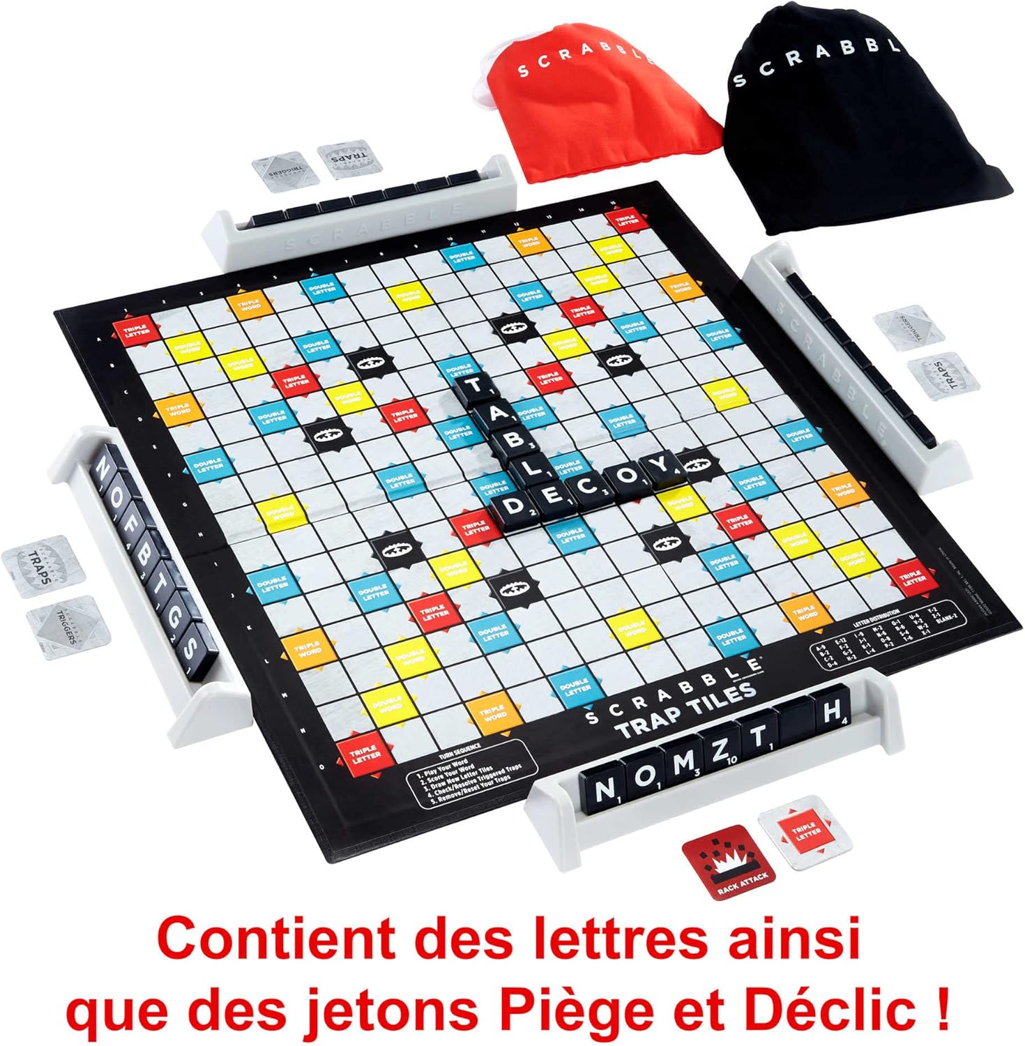 Mattel Scrabble: Jeu de Lettres Familial avec Tuiles Pièges (10 ans et +) - Image détaillée
