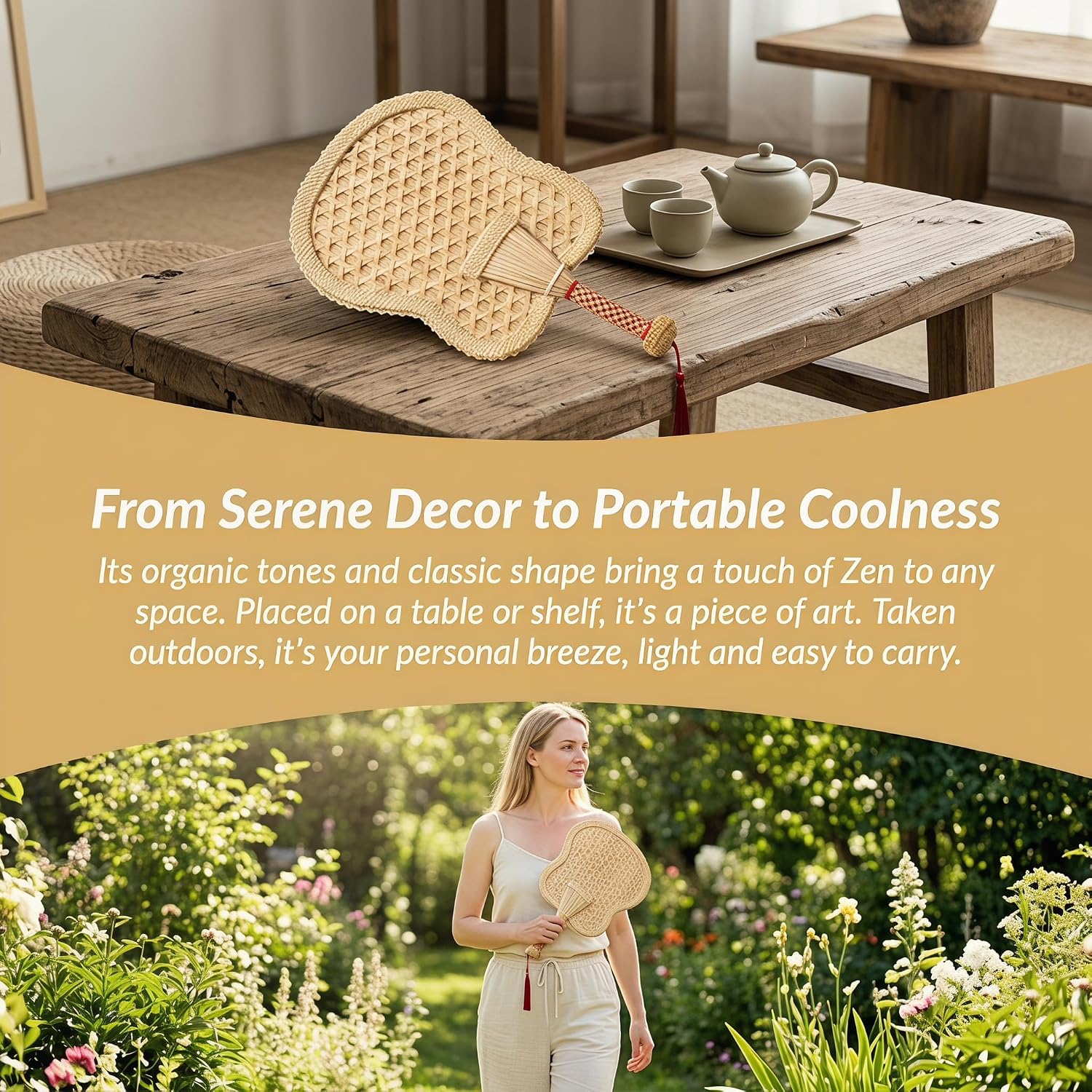 2 Pack Hand Woven Wheat Straw Hand Fan | Natural Wheat Straw Fan for Summer Cooling, Wedding, Home Decor, Manual Handheld Fan