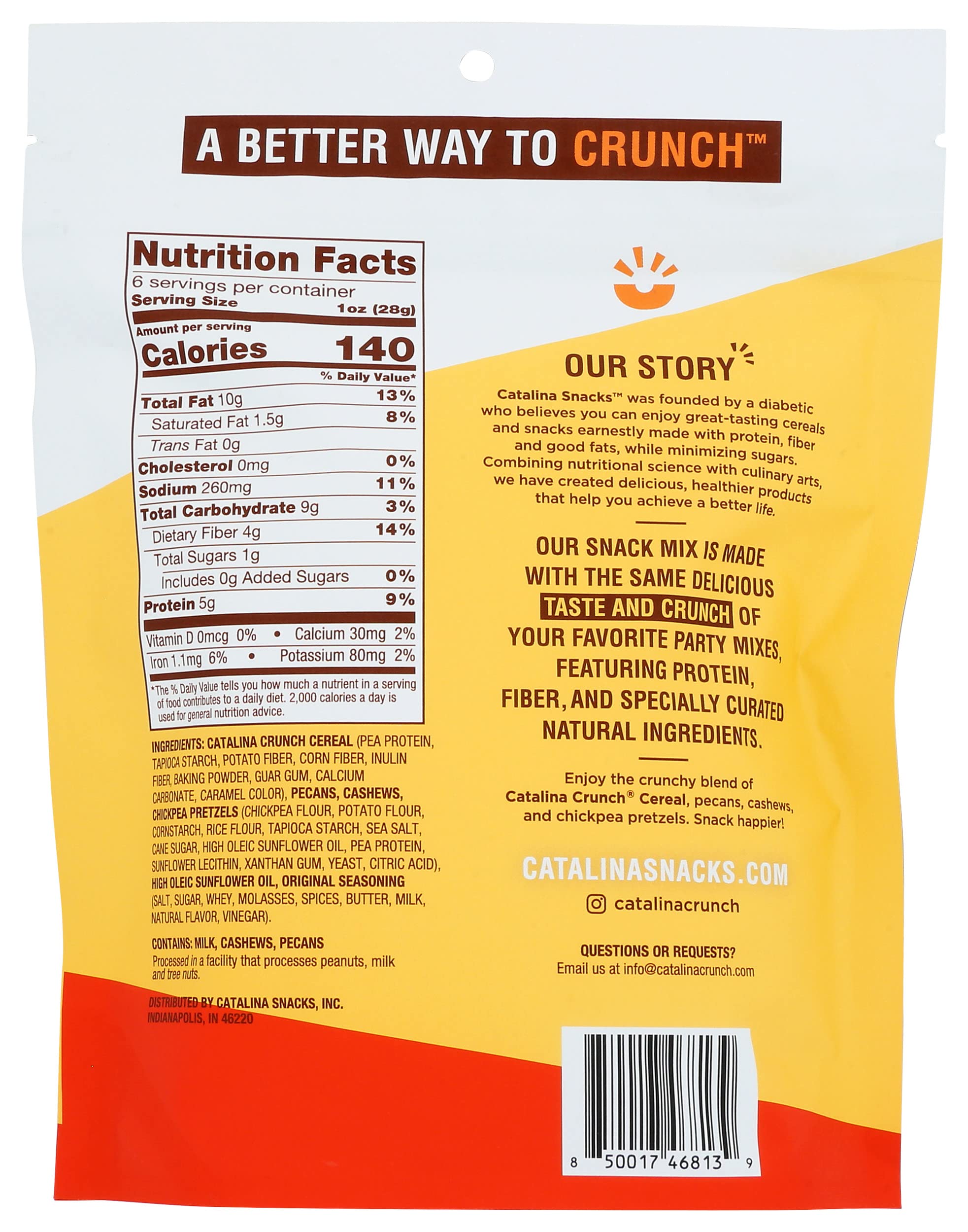 Catalina Snacks Crunch Traditionelle Snack-Mischung, keto-freundlich, glutenfrei, 170 ml, 6 Stück