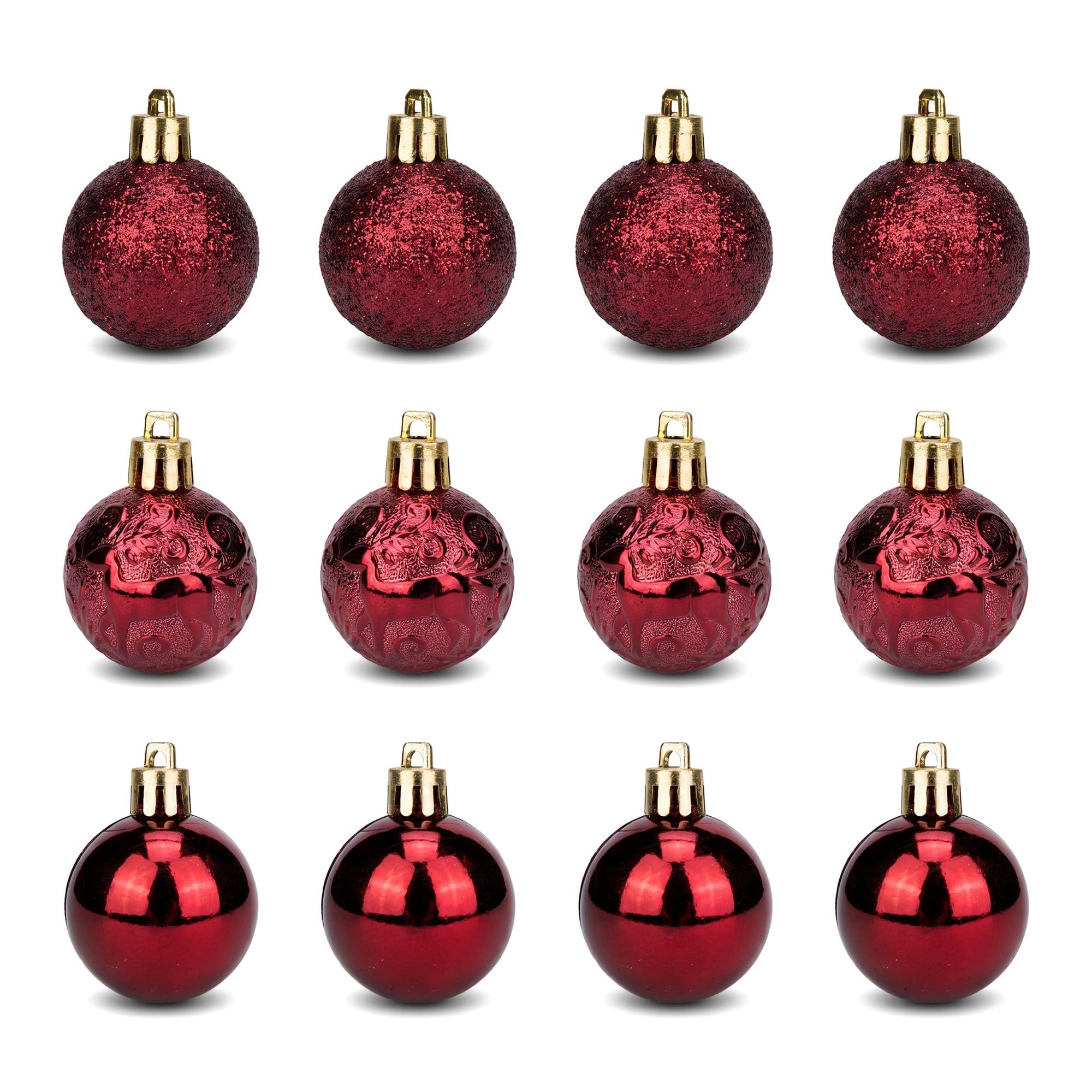 HMETOL Christmas Tree Ornaments - 12 Pack Festive Hanging Baubles