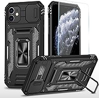 Vista 41 de Funda para teléfono SunStory para iPhone 11 con protector de pantalla HD y cubierta deslizante para la cámara y soporte giratorio con anillo