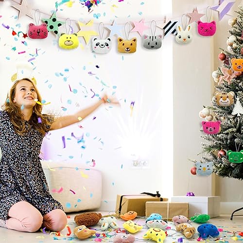 Miniatura 4 de XIPEGPA Juego de 46 juguetes de peluche de animales pequeños, llavero de juguete de peluche para recuerdos de fiesta, llavero adorno para bolsa de