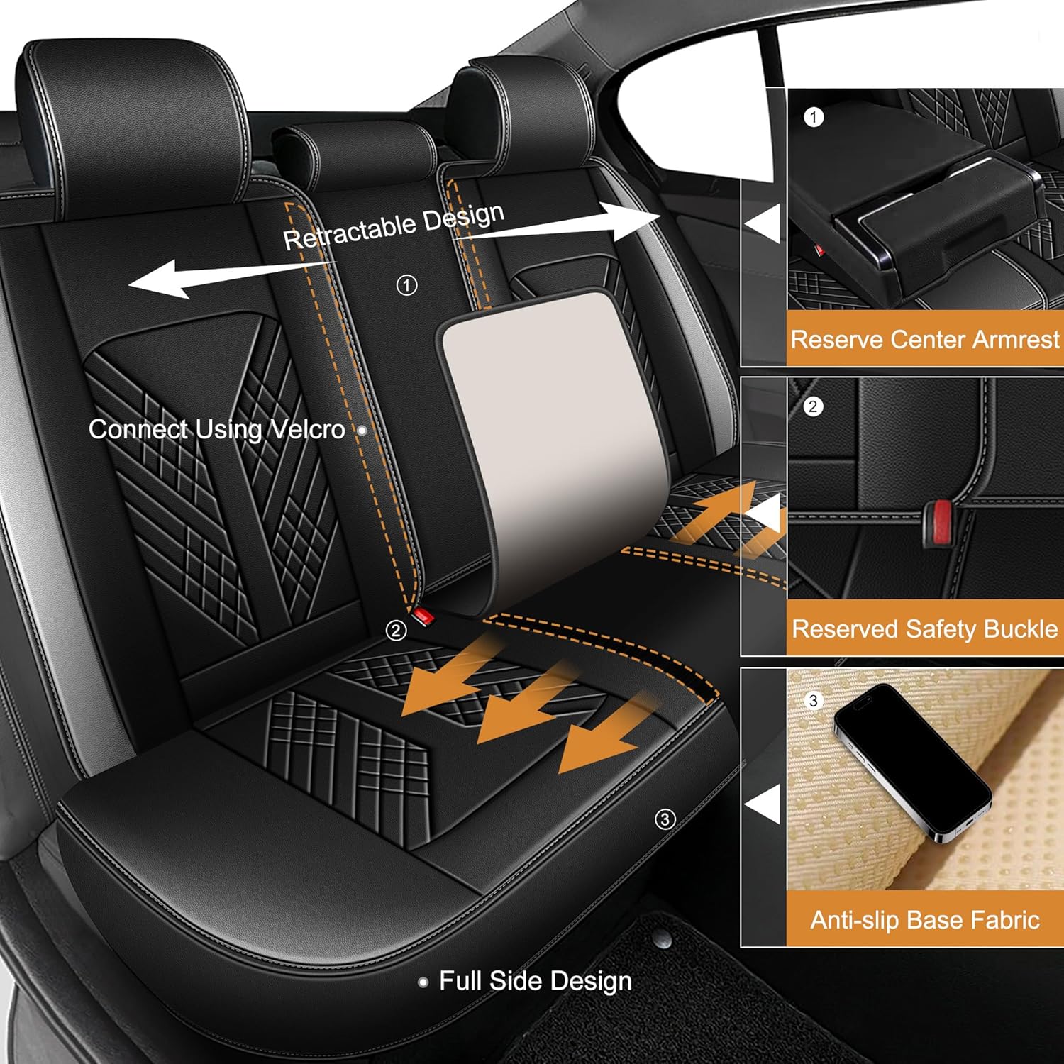 Car Seat Covers Full Set Fit for Hyundai Tucson 2010-2025 2026 Waterproof Seat Covers Faux Leather Car Seat Cushions Automotive Seat Protectors Covers(5 Seats, Black & Grey)