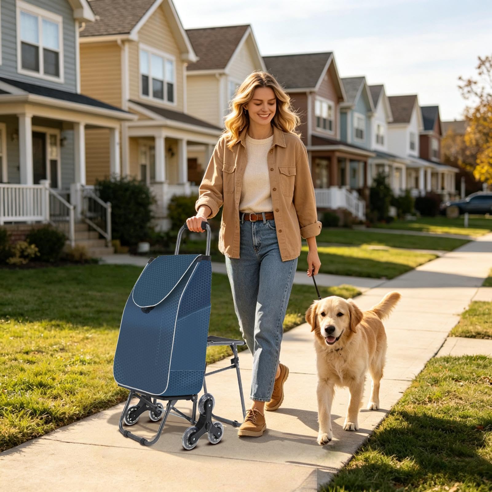 Carrello Saliscale Borsa Trolley Portatile A 3 Ruote Per Scale | Carrello Della Spesa A Ruote Scale Anziani Appartamento Supermercato Mercato Lavanderia Casa Auto Bus
