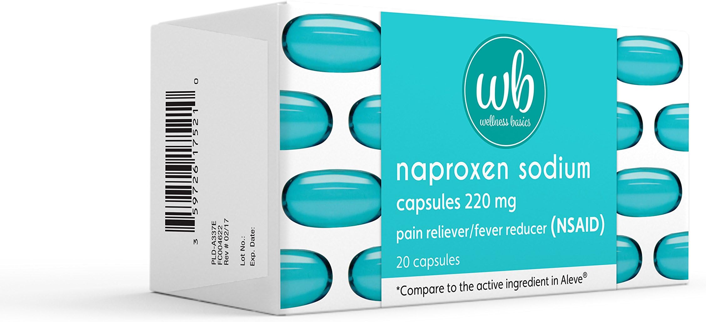 Wellness Basics - Naproxen Sodium (220mg - 20 Count) Liquid Gels - Pain & Fever Reliever