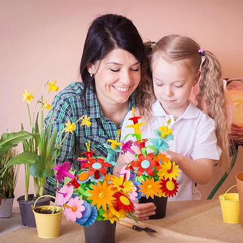 Miniatura 7 de Kiditos Juguetes de construcción de jardín de flores, juego educativo STEM, 173 piezas de juguete de aprendizaje divertido con bolsa de