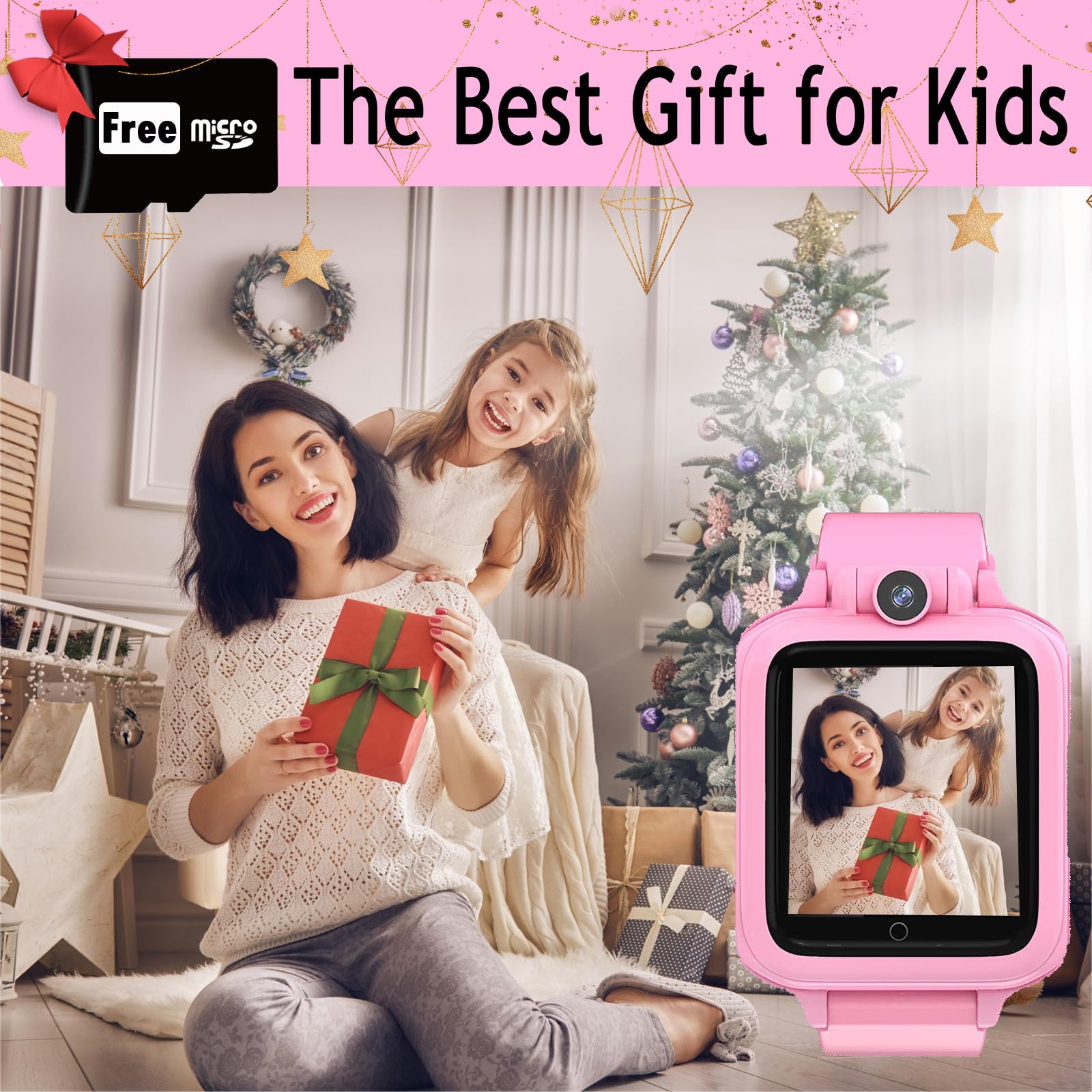 Reloj inteligente para niños, reloj educativo, 14 juegos de rompecabezas, reproductor de música MP3, cámara de video, despertador, calculadora, cronómetro, calendario, temporizador, regalo de Navidad 7