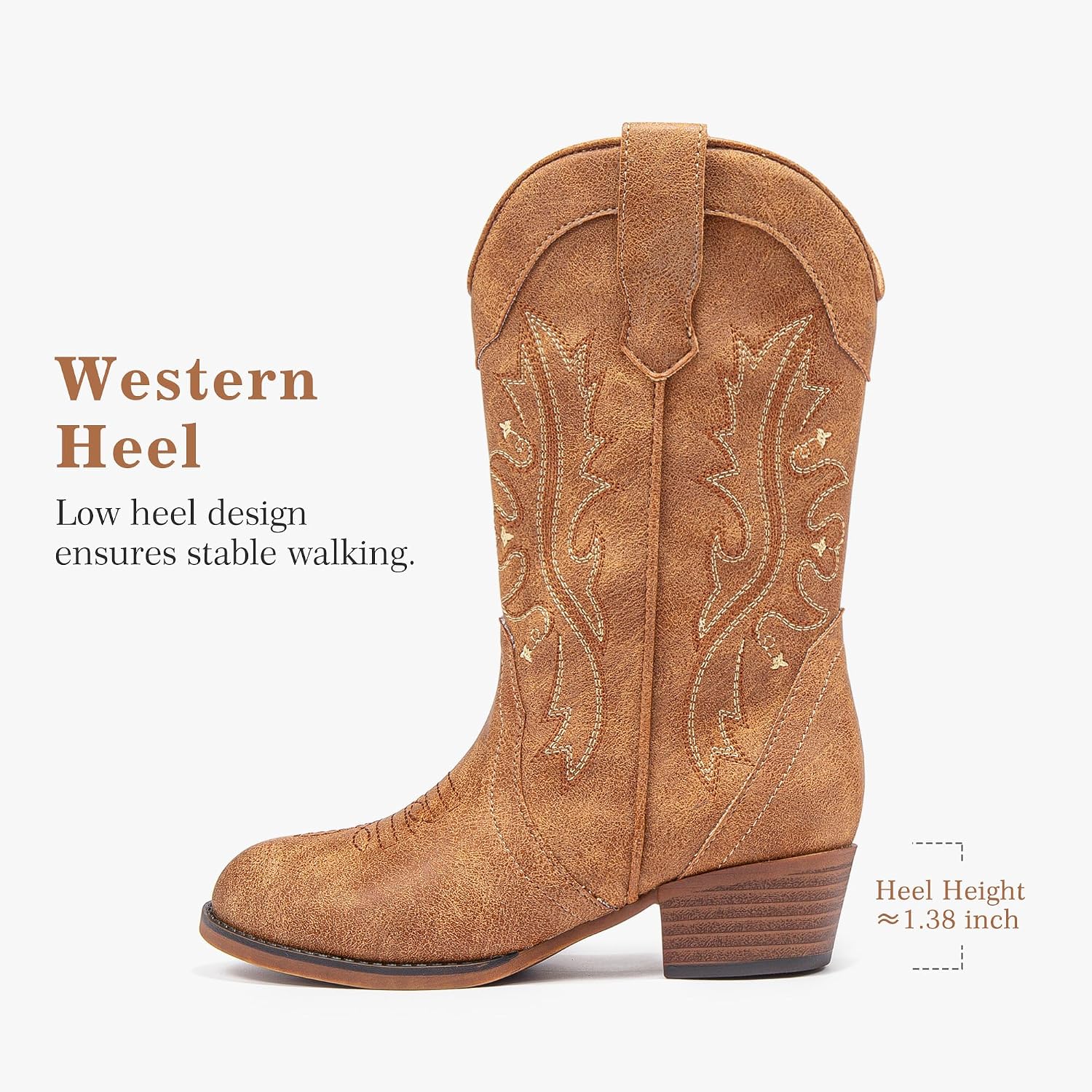 Motasha Girls Cowboy Boots Classic Western Kids Cowboy Boot Toddler Cowgirl Boots Mid Calf Zipper Embroidery Little Big Girls Boot Riding Country Concert Party Wedding
