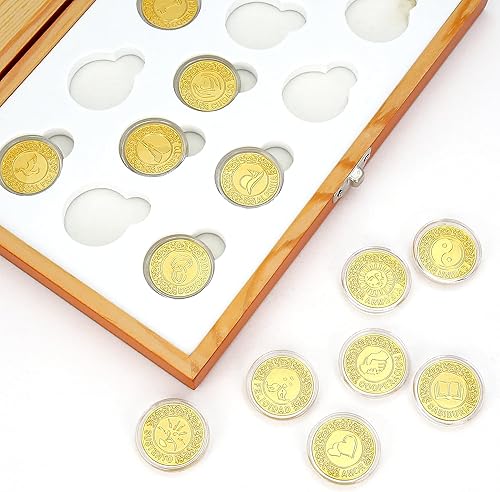 Miniatura 5 de TINGKU Monedas de la unidad de la boda española Monedas católicas de oro, Arras de Boda Catolica Decoracion Para Bodas con caja de regalo de madera