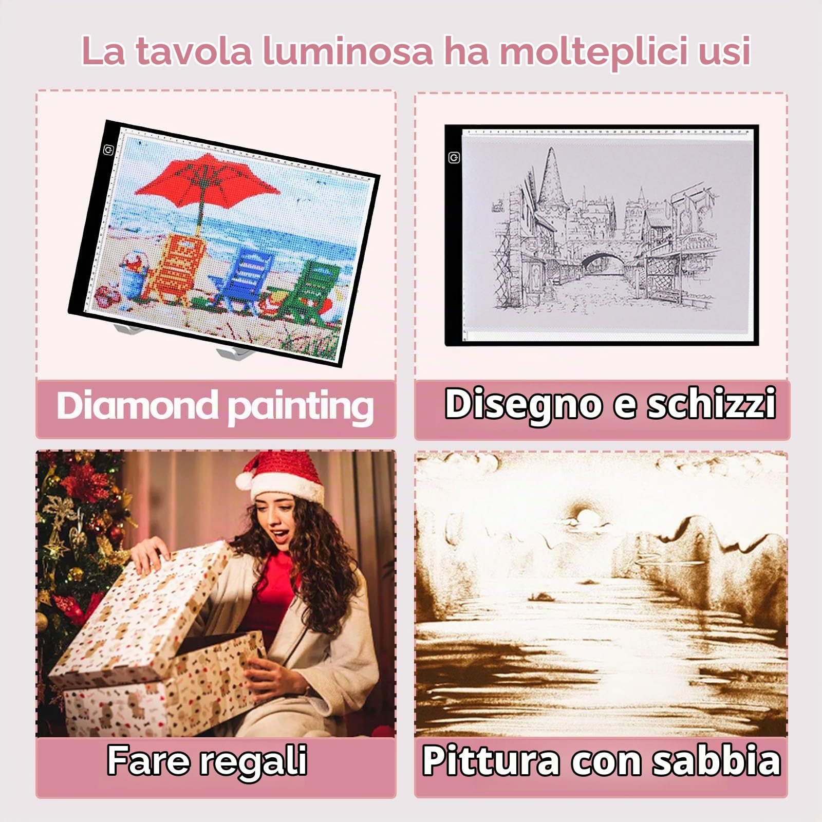 DNSGOOR 247Pcs all Inclusive Diamond Painting Accessori Strumenti di Pittura Diamante Kit Diamond Art Accessori Kit con A3 Diamond Painting Light Pad, Diamond Art Sealer Colla per DIY Craft