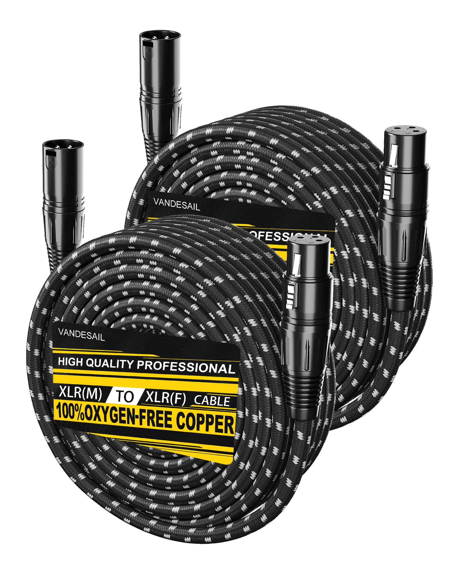 Cavi XLR lunghi da 22,9 m, prolunga per microfono in nylon intrecciato XLR, schermato OFC e bilanciato da XLR maschio a XLR femmina, cavo per microfono per preamplificatori, mixer di