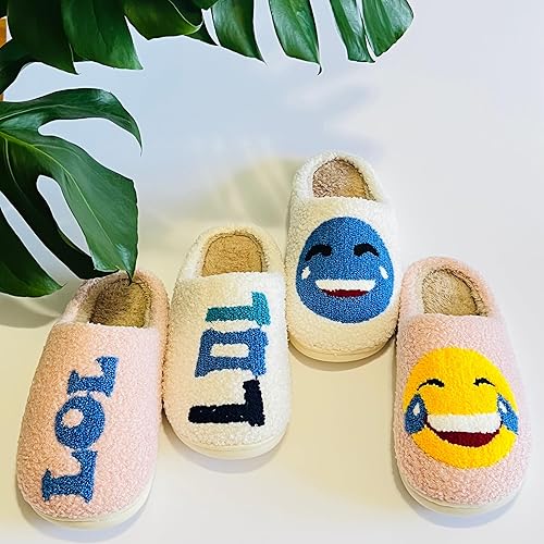Miniatura 7 de Pantuflas de cara sonriente para mujer, suaves, suaves, ligeras, acogedoras, para interiores y exteriores, pantuflas de casa sin cordones, pantuflas