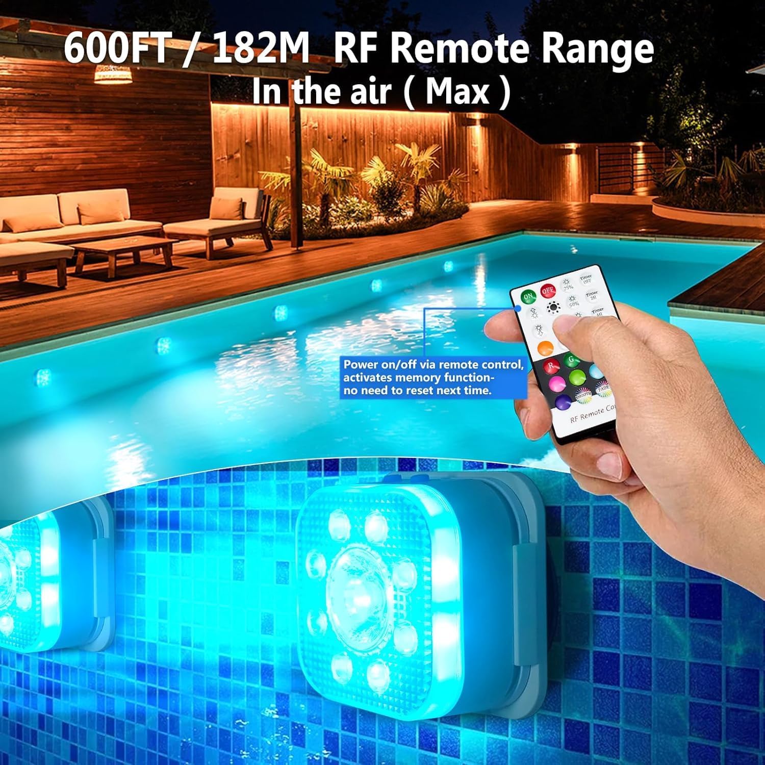 HL Poolbeleuchtung Unterwasser Licht mit Fernbedienung,RGB Pool Lichter Schwimmend, Pool Magnetic Beleuchtung für Schwimmbad,Teichbeleuchtung, Brunnen, Teich, Aquarium, Party Deko,2 Stück
