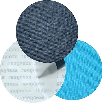 aZengear Down Jacket Repair Patches Kit, Dark Grey Transparent & Turquoise, 33 Pre-Cut Waterproof Self-Adhesive Patches for Puffer Coats Tents & Outdoor Gear