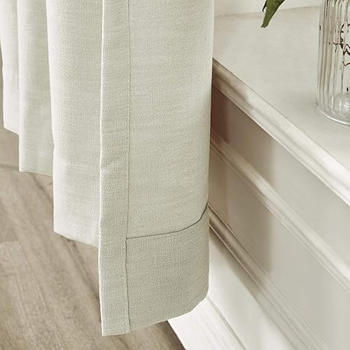 Miniatura 35 de Frelement Cortinas plisadas de lino de algodón extra anchas para oscurecer la habitación, 120 pulgadas de ancho x 96 pulgadas de largo, cortinas