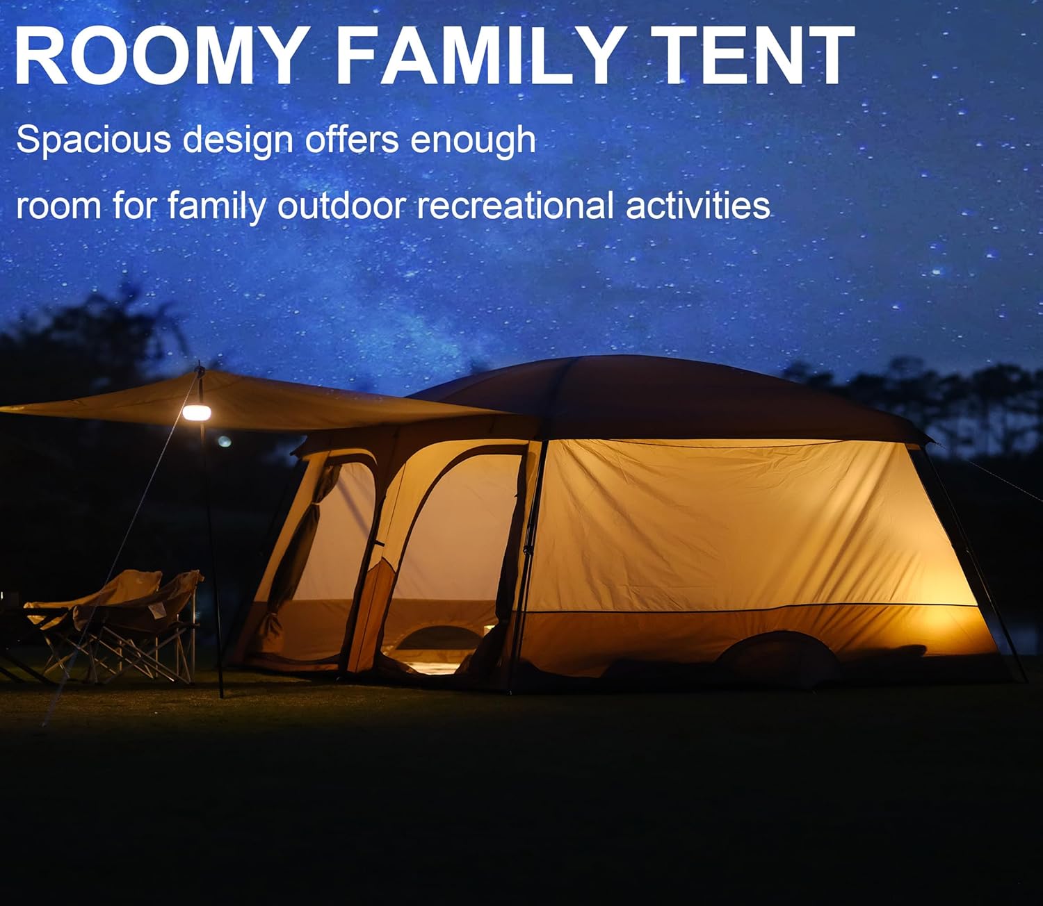 Vidalido Tents，8-10 Person Camping Tent with Extended Vestibule，2 Room Weather Resistant Family Tents，Easy Install Waterproof Outdoor Tent for Camping Hiking
