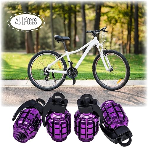 Miniatura 5 de MEAJOO 4 tapones de válvula de neumático de granada cromada, tapas de válvula de neumático de acero inoxidable para automóviles, camiones, SUV,