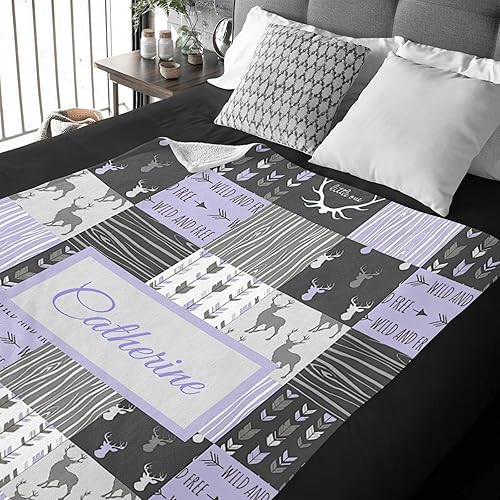 Miniatura 3 de Manta personalizada con nombre para niños y adultos, manta personalizada con nombre para bebé, niña, niño, manta de bosque personalizada, regalos