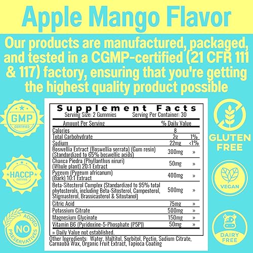 Vista 6 de Boswellia Chanca Piedra Pygeum Beta-Sitosterol Gomitas con glicinato de magnesio y citrato de potasio P5P Piedra rompe piedra renal próstata Ácido