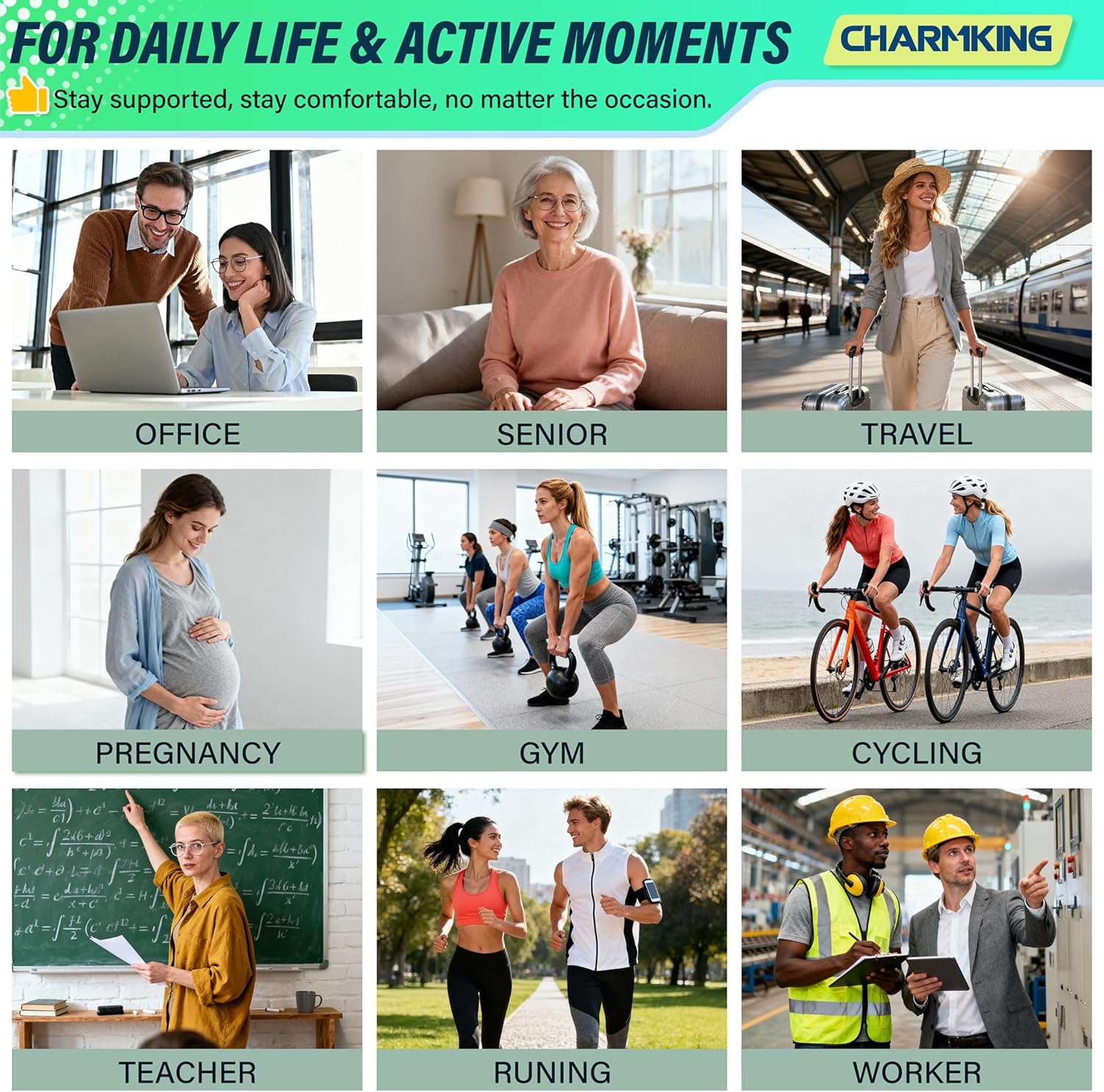 CHARMKING Calf Compression Sleeve for Women & Men Circulation (3 Pairs) 15-20 mmHg is Best Support for Running Cycling - Image 6