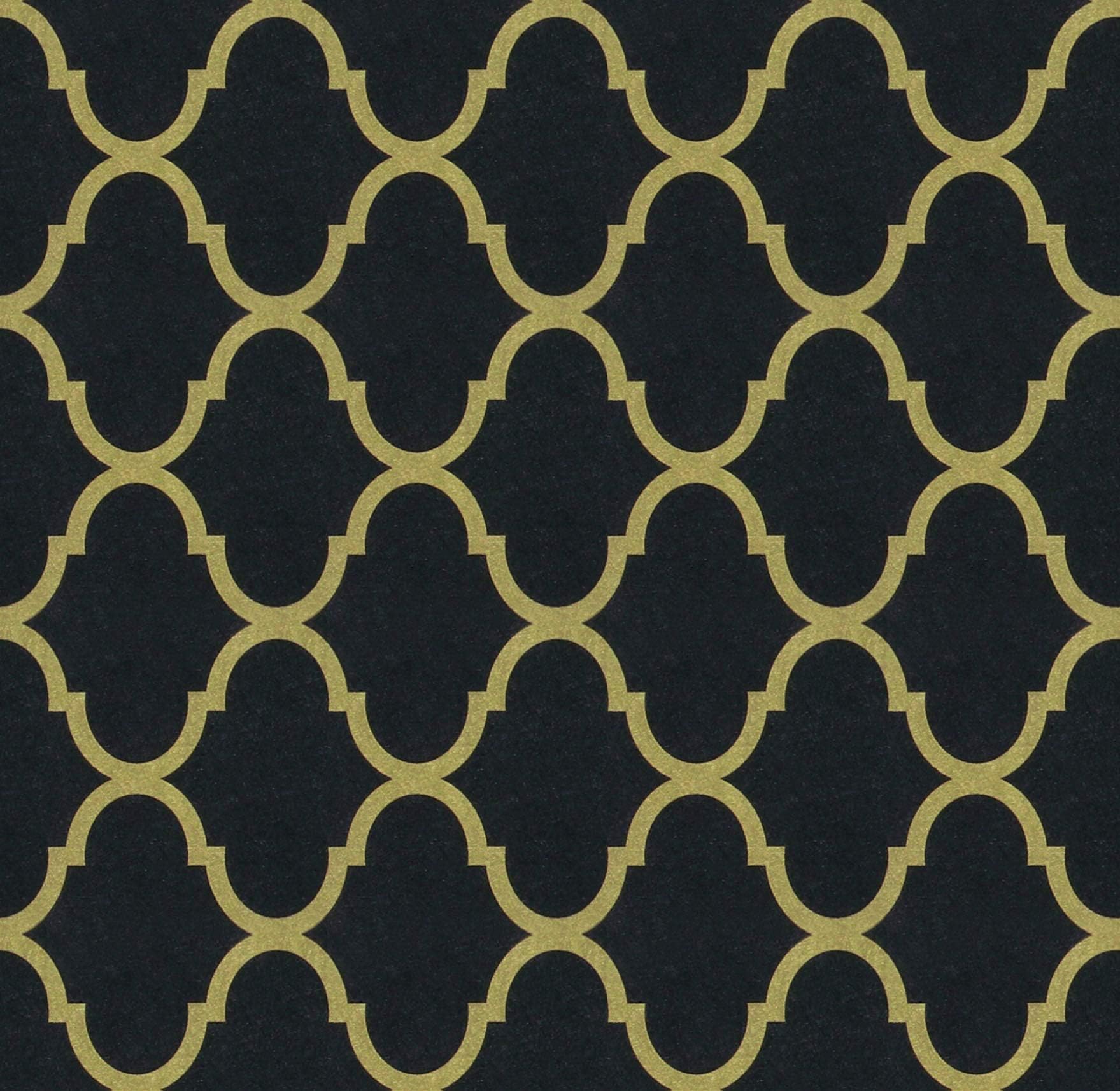 Peel and Stick Wallpaper Black/Gold Trellis Removable Wallpaper Self Adhesive Modern Geometric Textured Contact Paper for Cabinets Bathroom Kitchen Wall Covering Vinyl 78.7inx15.7in Renter Friendly