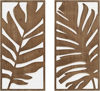 Madison Park Wall Décor for Living Room - Birch Botanical Two-Tone, Home Accent Modern Kitchen Dining Decoration, Ready to Hang 2-Piece Wood Panel Set for Bedroom, 16"W x 32"H, Monstera