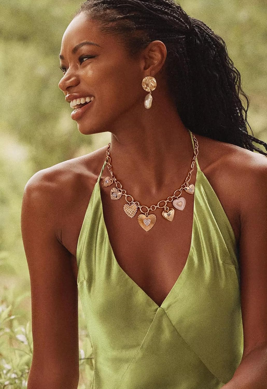 Heart Necklace, 18k Gold Plated Multiple Chunky Love Hearts Pendant Necklace for Women Jewelry Gifts - Image 2