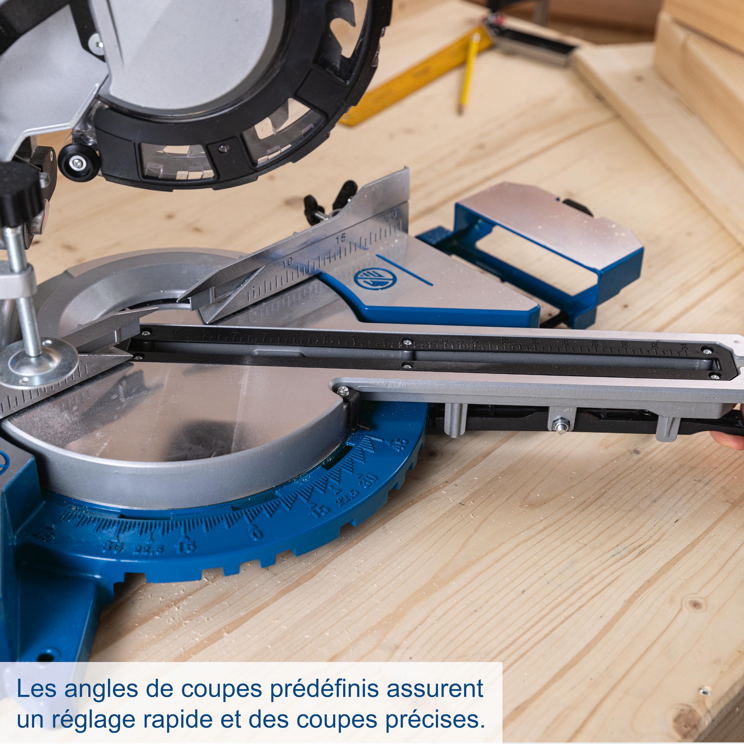 Scheppach Scie à onglets HM216 2000W Lame Ø 216mm Laser LED Table tournante serrage rapide