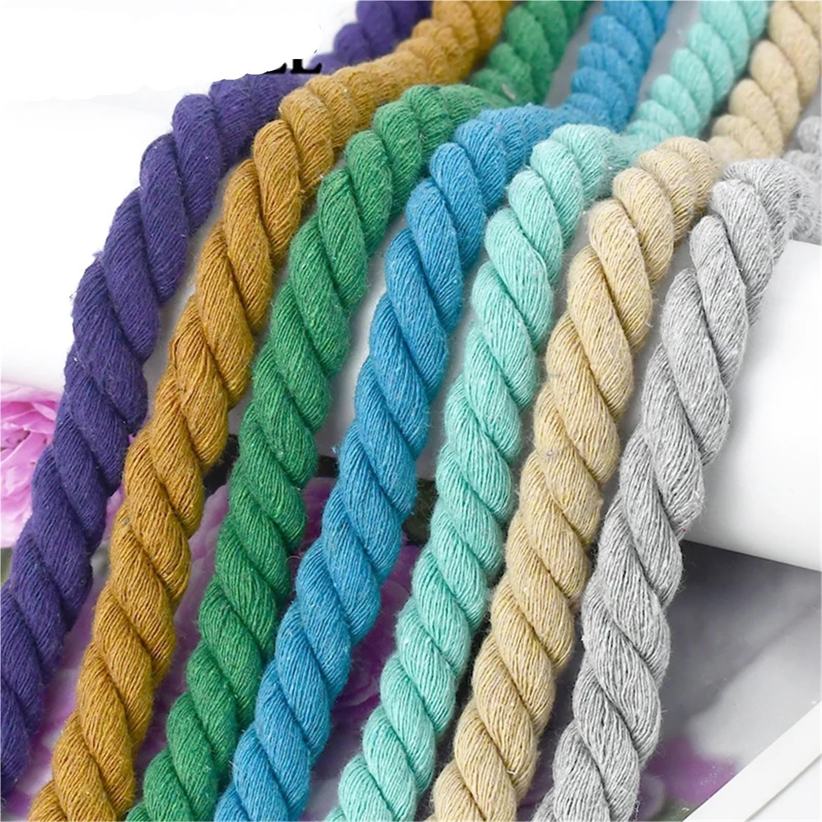 Bawełniany sznurek do makramy, Skręcony sznurek bawełniany 12mm 1-5M 3 nici wielokolorowy pleciony Home Decor DIY