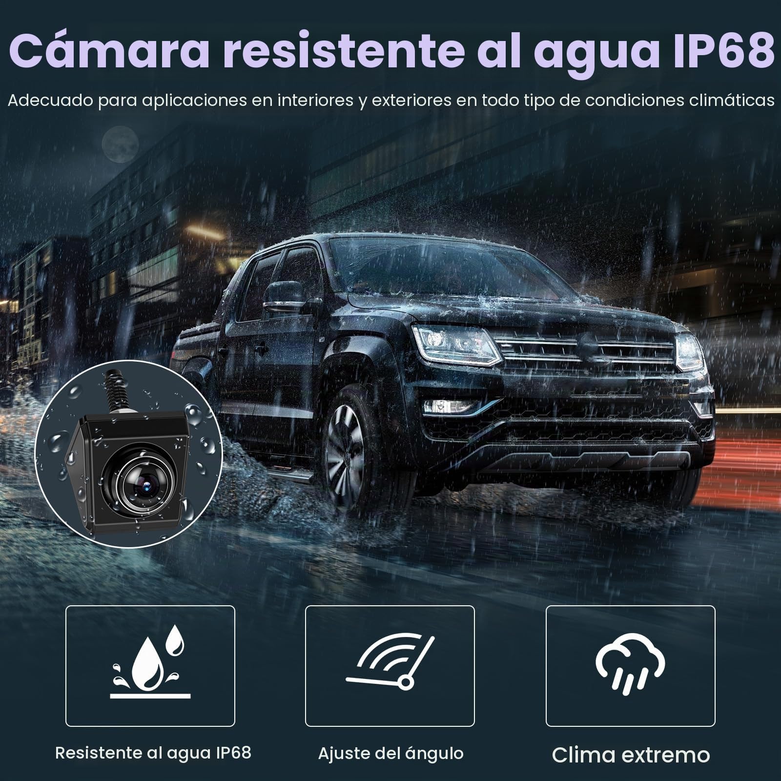 Inefala Cámara de Marcha Atrás y Kit de Monitorización con Pantalla 4,3'' Cámara de Visión Trasera IP68 Resistente al Agua visión Nocturna Sistema de Asistencia de Estacionamiento para Coche 12-24V