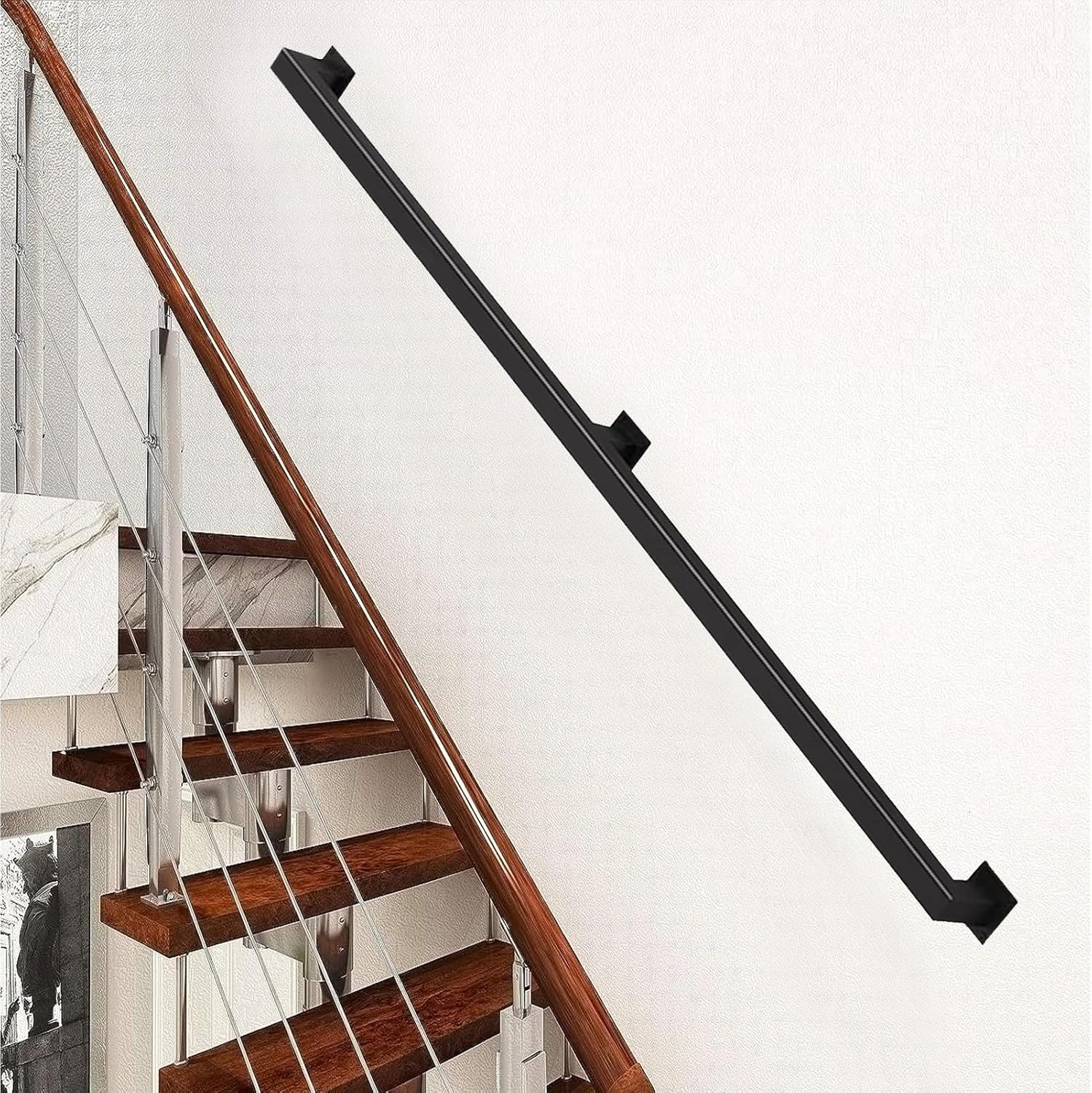Wall Mounted Stairs Handrail Complete Kit, Stairs Banister Handrail for Outdoors Steps, Stair