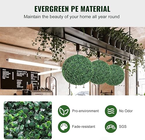 Miniatura 4 de VEVOR 2 Pcs 16” Artificial Plant Topiary Ball, 4 Layers Faux Boxwood Balls, All-Year Green Faux Plant Decorative Balls for Backyard, Balcony,Garden
