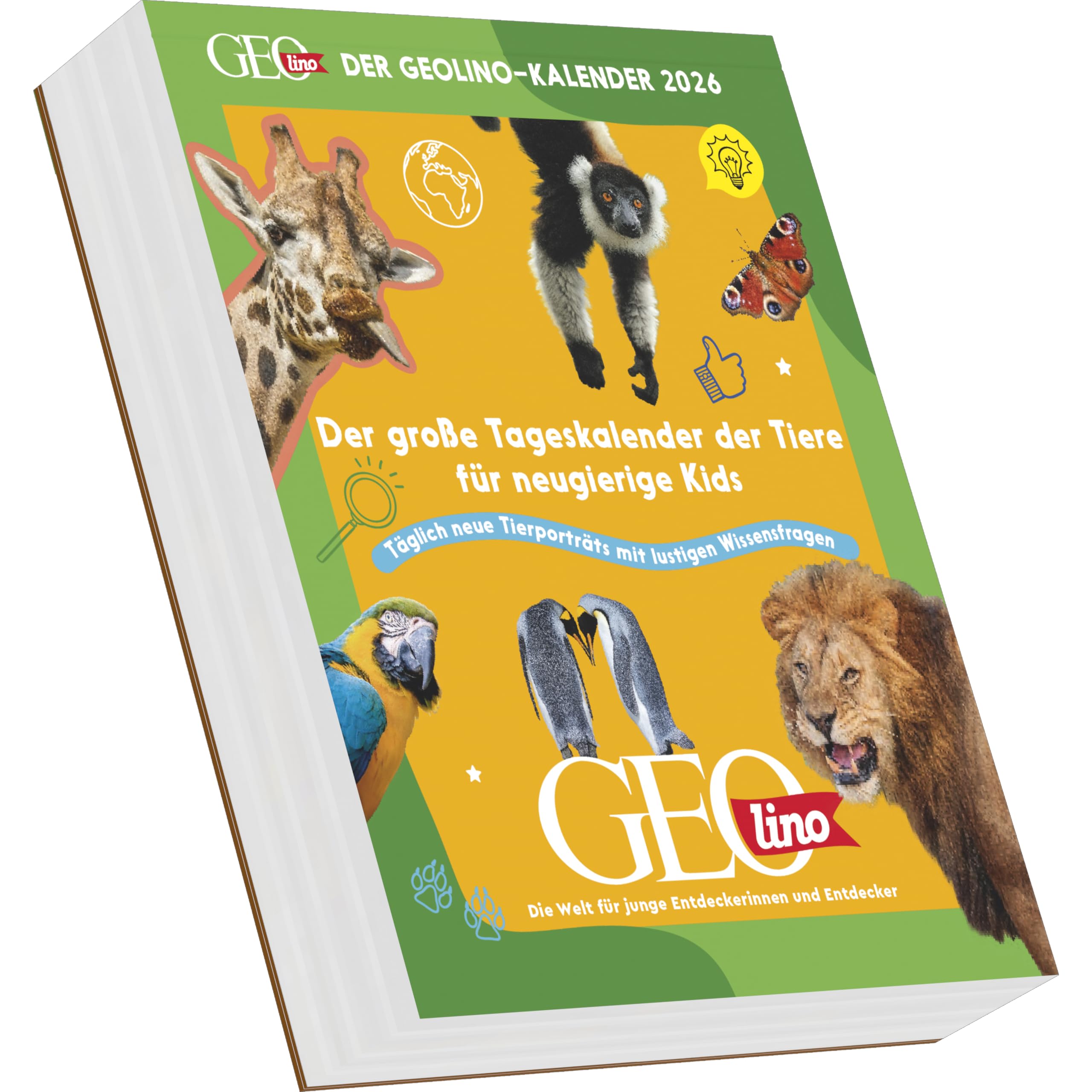 GEOlino - Der GEOlino-Kalender 2026 – Abreißkalender 12,5x16 cm, 365 spannende Tierporträts & kindgerechte Wissens-Fakten für Kinder ab 8 Jahren: ... Welt für junge Entdeckerinnen und Entdecker