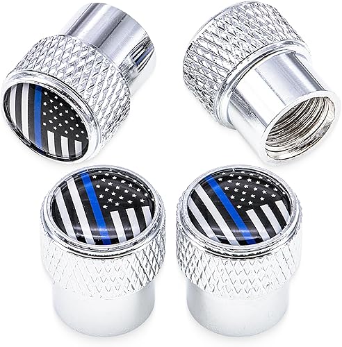 Vista 201 de 4 tapas de vástago de válvula de neumático estilo dado, con anillo de goma O, cubiertas universales de aleación de aluminio a prueba de polvo