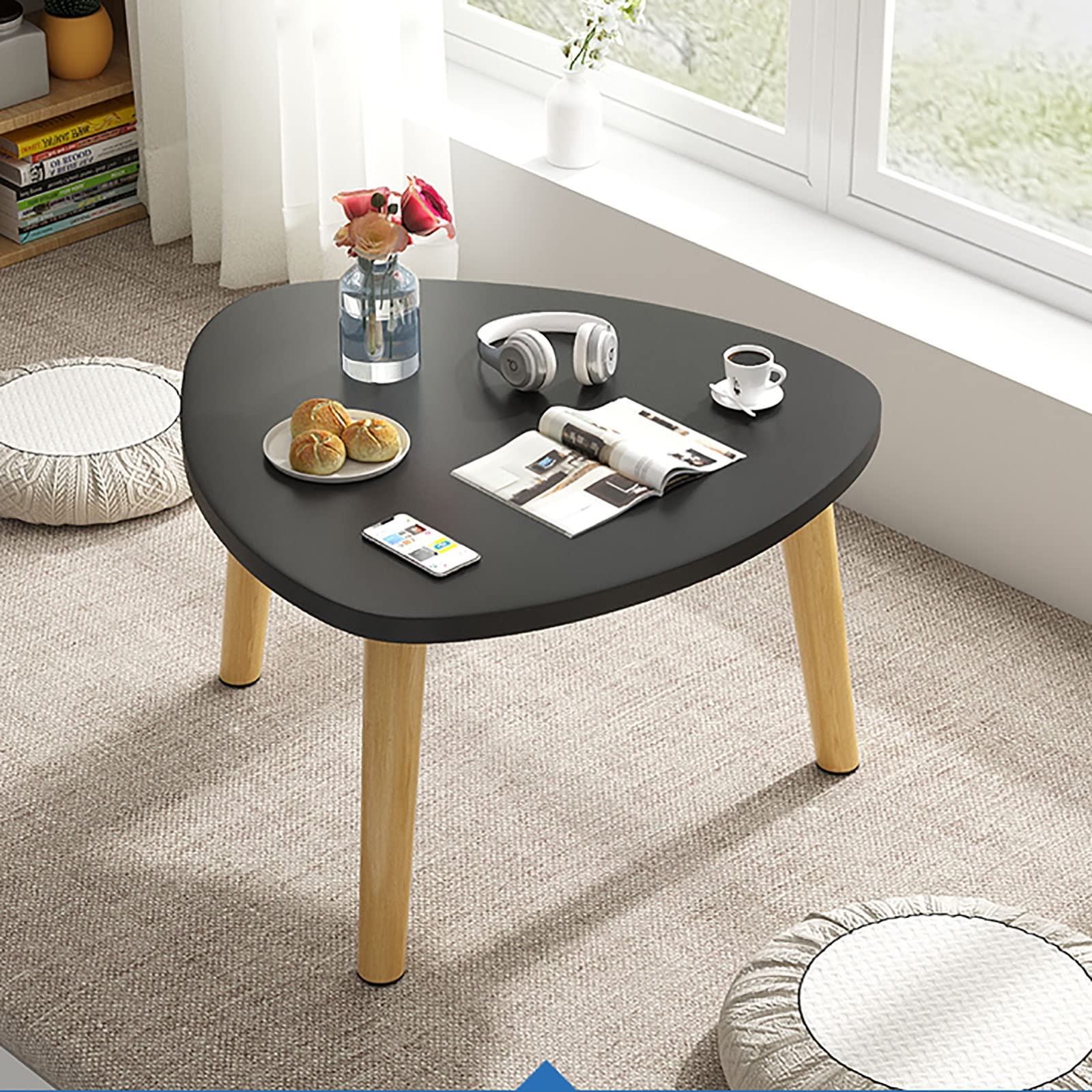 Trójkątny stolik kawowy, Nordic Bay Window mały stolik do herbaty, niski stolik Ins Tatami, parapet balkonowy stolik na podwieczorek (kolor: D, rozmiar: 40 cm)