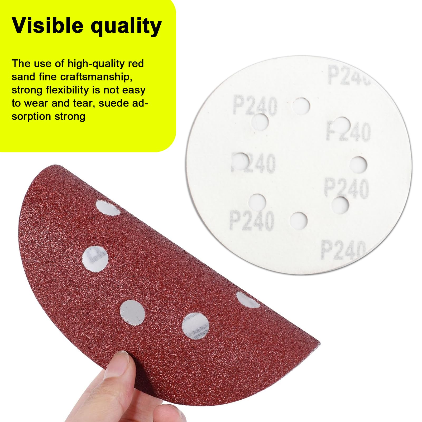 90 sztuk papieru ściernego, mocowane na rzep 40/60/80/120/180/240, krążki szlifierskie, 125 mm, rzep, 8 otworów, okrągłe, krążki szlifierskie, papier ścierny, do szlifierek mimośrodowych, drewna