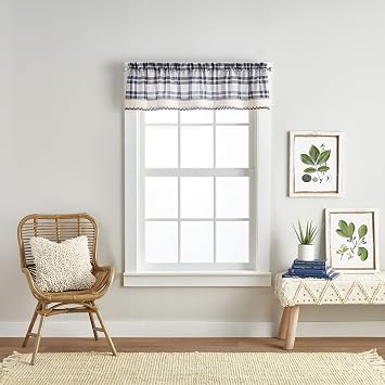 Curtainworks Seaton Plaid Window Valance, 58 x 14 in, Blue White, 1-Piece