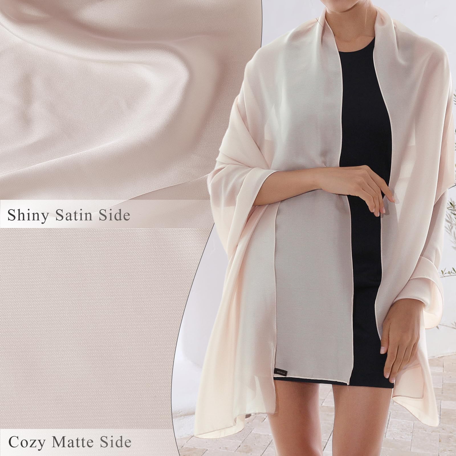 RIIQIICHY Chal para mujer, sensación sedosa, ligero, de gasa, pashmina, chal de boda para vestidos de noche